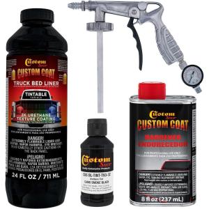 imageCustom Coat Federal Standard Color  37031 Camo Smoke Black T93 Urethane SprayOn Truck Bed Liner 1 Quart Kit with Spray Gun and Regulator  Durable Textured Protective Coating  Easy Mix Car Auto