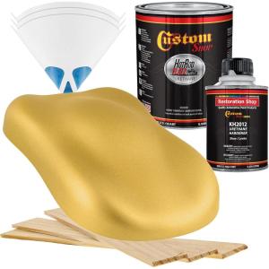 imageCustom Shop  Anniversary Gold Metallic  Hot Rod Flatz Flat Matte Satin Urethane Auto Paint  Complete Quart Paint Kit  Professional Low Sheen Automotive Car Truck Coating 41 Mix Ratio