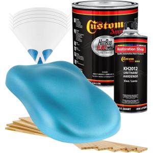 imageCustom Shop  Azure Blue Metallic  Hot Rod Flatz Flat Matte Satin Urethane Auto Paint  Complete Gallon Paint Kit  Professional Low Sheen Automotive Car Truck Coating 41 Mix Ratio