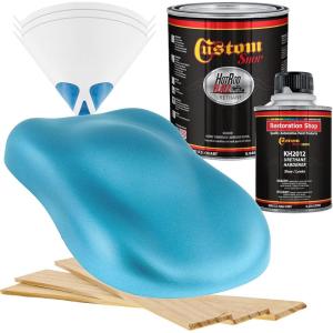 imageCustom Shop  Azure Blue Metallic  Hot Rod Flatz Flat Matte Satin Urethane Auto Paint  Complete Quart Paint Kit  Professional Low Sheen Automotive Car Truck Coating 41 Mix Ratio