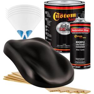 imageCustom Shop  Black Metallic  Hot Rod Flatz Flat Matte Satin Urethane Auto Paint  Complete Gallon Paint Kit  Professional Low Sheen Automotive Car Truck Coating 41 Mix Ratio