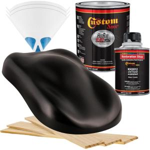 imageCustom Shop  Black Metallic  Hot Rod Flatz Flat Matte Satin Urethane Auto Paint  Complete Quart Paint Kit  Professional Low Sheen Automotive Car Truck Coating 41 Mix Ratio