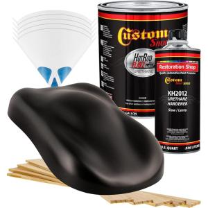 imageCustom Shop  Black Sparkle Metallic  Hot Rod Flatz Flat Matte Satin Urethane Auto Paint  Complete Gallon Paint Kit  Professional Low Sheen Automotive Car Truck Coating 41 Mix Ratio