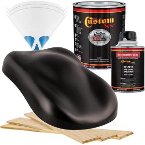 imageCustom Shop  Black Sparkle Metallic  Hot Rod Flatz Flat Matte Satin Urethane Auto Paint  Complete Quart Paint Kit  Professional Low Sheen Automotive Car Truck Coating 41 Mix Ratio