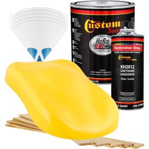 imageCustom Shop  Boss Yellow  Hot Rod Flatz Flat Matte Satin Urethane Auto Paint  Complete Gallon Paint Kit  Professional Low Sheen Automotive Car Truck Coating 41 Mix Ratio