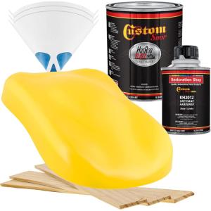imageCustom Shop  Boss Yellow  Hot Rod Flatz Flat Matte Satin Urethane Auto Paint  Complete Quart Paint Kit  Professional Low Sheen Automotive Car Truck Coating 41 Mix Ratio