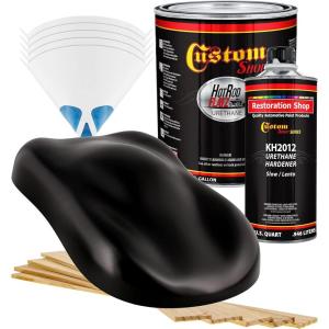imageCustom Shop  Boulevard Black  Hot Rod Flatz Flat Matte Satin Urethane Auto Paint  Complete Gallon Paint Kit  Professional Low Sheen Automotive Car Truck Coating 41 Mix Ratio