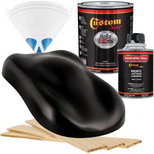 imageCustom Shop  Boulevard Black  Hot Rod Flatz Flat Matte Satin Urethane Auto Paint  Complete Quart Paint Kit  Professional Low Sheen Automotive Car Truck Coating 41 Mix Ratio