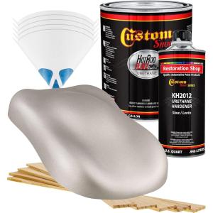 imageCustom Shop  Bright Silver Metallic  Hot Rod Flatz Flat Matte Satin Urethane Auto Paint  Complete Gallon Paint Kit  Professional Low Sheen Automotive Car Truck Coating 41 Mix Ratio