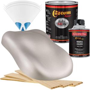 imageCustom Shop  Bright Silver Metallic  Hot Rod Flatz Flat Matte Satin Urethane Auto Paint  Complete Quart Paint Kit  Professional Low Sheen Automotive Car Truck Coating 41 Mix Ratio
