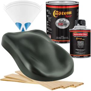 imageCustom Shop  British Racing Green Metallic  Hot Rod Flatz Flat Matte Satin Urethane Auto Paint  Complete Quart Paint Kit  Professional Low Sheen Automotive Car Truck Coating 41 Mix Ratio