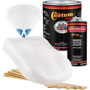 imageCustom Shop  Cameo White  Hot Rod Flatz Flat Matte Satin Urethane Auto Paint  Complete Gallon Paint Kit  Professional Low Sheen Automotive Car Truck Coating 41 Mix Ratio
