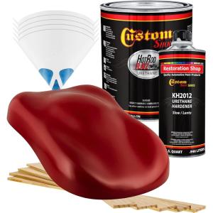 imageCustom Shop  Candy Apple Red  Hot Rod Flatz Flat Matte Satin Urethane Auto Paint  Complete Gallon Paint Kit  Professional Low Sheen Automotive Car Truck Coating 41 Mix Ratio