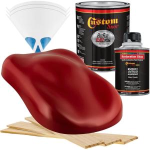 imageCustom Shop  Candy Apple Red  Hot Rod Flatz Flat Matte Satin Urethane Auto Paint  Complete Quart Paint Kit  Professional Low Sheen Automotive Car Truck Coating 41 Mix Ratio
