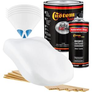 imageCustom Shop  Championship White  Hot Rod Flatz Flat Matte Satin Urethane Auto Paint  Complete Gallon Paint Kit  Professional Low Sheen Automotive Car Truck Coating 41 Mix Ratio