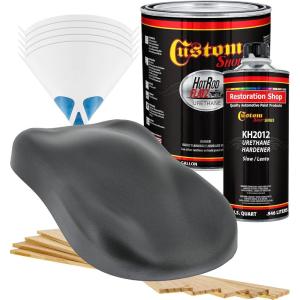 imageCustom Shop  Charcoal Gray Firemist  Hot Rod Flatz Flat Matte Satin Urethane Auto Paint  Complete Gallon Paint Kit  Professional Low Sheen Automotive Car Truck Coating 41 Mix Ratio