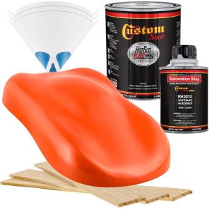 imageCustom Shop  Charger Orange  Hot Rod Flatz Flat Matte Satin Urethane Auto Paint  Complete Quart Paint Kit  Professional Low Sheen Automotive Car Truck Coating 41 Mix Ratio
