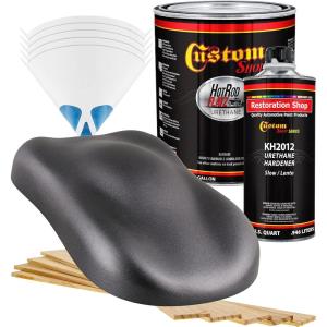 imageCustom Shop  Chop Top Silver Metallic  Hot Rod Flatz Flat Matte Satin Urethane Auto Paint  Complete Gallon Paint Kit  Professional Low Sheen Automotive Car Truck Coating 41 Mix Ratio