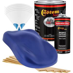 imageCustom Shop  Cobalt Blue Firemist  Hot Rod Flatz Flat Matte Satin Urethane Auto Paint  Complete Gallon Paint Kit  Professional Low Sheen Automotive Car Truck Coating 41 Mix Ratio