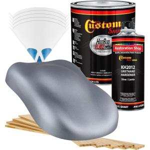 imageCustom Shop  Cool Gray Metallic  Hot Rod Flatz Flat Matte Satin Urethane Auto Paint  Complete Gallon Paint Kit  Professional Low Sheen Automotive Car Truck Coating 41 Mix Ratio