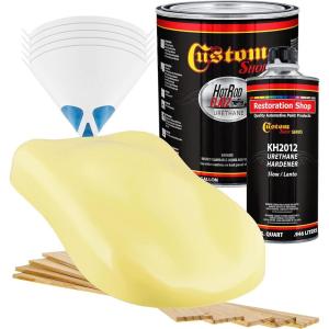 imageCustom Shop  Cream Yellow  Hot Rod Flatz Flat Matte Satin Urethane Auto Paint  Complete Gallon Paint Kit  Professional Low Sheen Automotive Car Truck Coating 41 Mix Ratio