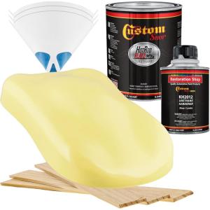 imageCustom Shop  Cream Yellow  Hot Rod Flatz Flat Matte Satin Urethane Auto Paint  Complete Quart Paint Kit  Professional Low Sheen Automotive Car Truck Coating 41 Mix Ratio