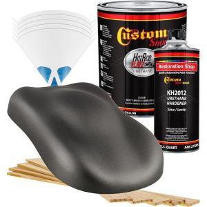 imageCustom Shop  Dark Charcoal Metallic  Hot Rod Flatz Flat Matte Satin Urethane Auto Paint  Complete Gallon Paint Kit  Professional Low Sheen Automotive Car Truck Coating 41 Mix Ratio
