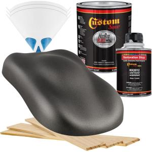 imageCustom Shop  Dark Charcoal Metallic  Hot Rod Flatz Flat Matte Satin Urethane Auto Paint  Complete Quart Paint Kit  Professional Low Sheen Automotive Car Truck Coating 41 Mix Ratio