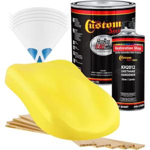 imageCustom Shop  Daytona Yellow  Hot Rod Flatz Flat Matte Satin Urethane Auto Paint  Complete Gallon Paint Kit  Professional Low Sheen Automotive Car Truck Coating 41 Mix Ratio