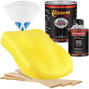 imageCustom Shop  Electric Yellow  Hot Rod Flatz Flat Matte Satin Urethane Auto Paint  Complete Quart Paint Kit  Professional Low Sheen Automotive Car Truck Coating 41 Mix Ratio