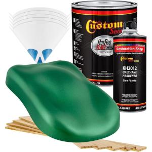 imageCustom Shop  Emerald Green Metallic  Hot Rod Flatz Flat Matte Satin Urethane Auto Paint  Complete Gallon Paint Kit  Professional Low Sheen Automotive Car Truck Coating 41 Mix Ratio