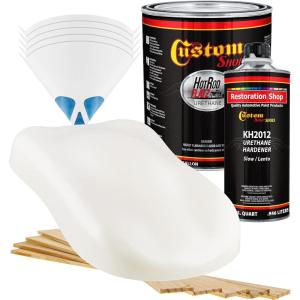 imageCustom Shop  Ermine White  Hot Rod Flatz Flat Matte Satin Urethane Auto Paint  Complete Gallon Paint Kit  Professional Low Sheen Automotive Car Truck Coating 41 Mix Ratio