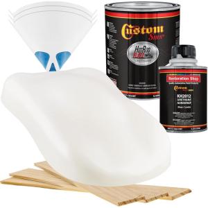 imageCustom Shop  Ermine White  Hot Rod Flatz Flat Matte Satin Urethane Auto Paint  Complete Quart Paint Kit  Professional Low Sheen Automotive Car Truck Coating 41 Mix Ratio
