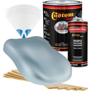 imageCustom Shop  Frost Blue Metallic  Hot Rod Flatz Flat Matte Satin Urethane Auto Paint  Complete Gallon Paint Kit  Professional Low Sheen Automotive Car Truck Coating 41 Mix Ratio