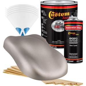 imageCustom Shop  Galaxy Silver Metallic  Hot Rod Flatz Flat Matte Satin Urethane Auto Paint  Complete Gallon Paint Kit  Professional Low Sheen Automotive Car Truck Coating 41 Mix Ratio