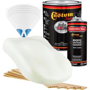 imageCustom Shop  Grand Prix White  Hot Rod Flatz Flat Matte Satin Urethane Auto Paint  Complete Gallon Paint Kit  Professional Low Sheen Automotive Car Truck Coating 41 Mix Ratio