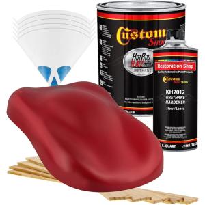 imageCustom Shop  Graphic Red  Hot Rod Flatz Flat Matte Satin Urethane Auto Paint  Complete Gallon Paint Kit  Professional Low Sheen Automotive Car Truck Coating 41 Mix Ratio