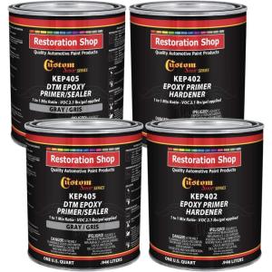 imageCustom Shop  Gray Epoxy PrimerSealer 21 VOC 1 Quart Kit AntiCorrosive DTM HighPerformance Primer for Automotive and Industrial use Kit  1 Pint Epoxy Primer 1 Pint Epoxy HDR 11 MixGray