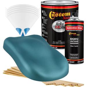 imageCustom Shop  Gulfstream Aqua Metallic  Hot Rod Flatz Flat Matte Satin Urethane Auto Paint  Complete Gallon Paint Kit  Professional Low Sheen Automotive Car Truck Coating 41 Mix Ratio