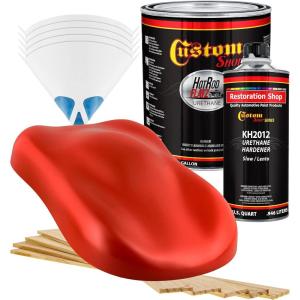 imageCustom Shop  Hemi Orange  Hot Rod Flatz Flat Matte Satin Urethane Auto Paint  Complete Gallon Paint Kit  Professional Low Sheen Automotive Car Truck Coating 41 Mix Ratio