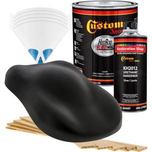 imageCustom Shop  Hot Rod Black  Hot Rod Flatz Flat Matte Satin Urethane Auto Paint  Complete Gallon Paint Kit  Professional Low Sheen Automotive Car Truck Coating 41 Mix Ratio1 Gallon Pack of 1