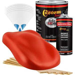 imageCustom Shop  Hot Rod Red  Hot Rod Flatz Flat Matte Satin Urethane Auto Paint  Complete Gallon Paint Kit  Professional Low Sheen Automotive Car Truck Coating 41 Mix Ratio
