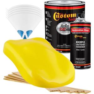 imageCustom Shop  Indy Yellow  Hot Rod Flatz Flat Matte Satin Urethane Auto Paint  Complete Gallon Paint Kit  Professional Low Sheen Automotive Car Truck Coating 41 Mix Ratio