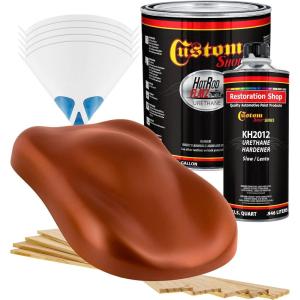 imageCustom Shop  Inferno Orange Pearl Metallic  Hot Rod Flatz Flat Matte Satin Urethane Auto Paint  Complete Gallon Paint Kit  Professional Low Sheen Automotive Car Truck Coating 41 Mix Ratio