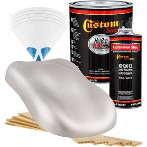 imageCustom Shop  Iridium Silver Metallic  Hot Rod Flatz Flat Matte Satin Urethane Auto Paint  Complete Gallon Paint Kit  Professional Low Sheen Automotive Car Truck Coating 41 Mix Ratio