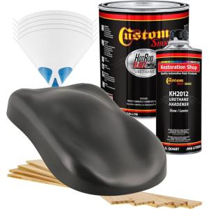 imageCustom Shop  Machinery Gray  Hot Rod Flatz Flat Matte Satin Urethane Auto Paint  Complete Gallon Paint Kit  Professional Low Sheen Automotive Car Truck Coating 41 Mix Ratio