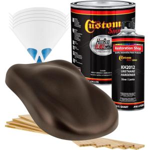 imageCustom Shop  Mahogany Brown Metallic  Hot Rod Flatz Flat Matte Satin Urethane Auto Paint  Complete Gallon Paint Kit  Professional Low Sheen Automotive Car Truck Coating 41 Mix Ratio