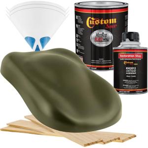 imageCustom Shop  Olive Drab Green  Hot Rod Flatz Flat Matte Satin Urethane Auto Paint  Complete Quart Paint Kit  Professional Low Sheen Automotive Car Truck Coating 41 Mix Ratio