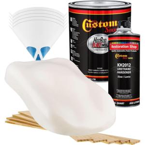 imageCustom Shop  Olympic White  Hot Rod Flatz Flat Matte Satin Urethane Auto Paint  Complete Gallon Paint Kit  Professional Low Sheen Automotive Car Truck Coating 41 Mix Ratio