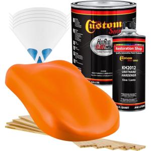 imageCustom Shop  Omaha Orange  Hot Rod Flatz Flat Matte Satin Urethane Auto Paint  Complete Gallon Paint Kit  Professional Low Sheen Automotive Car Truck Coating 41 Mix Ratio